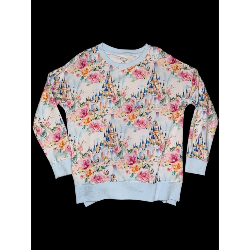Little Snuggles Adult Small Bamboo Top Crewneck Disney‎ Princess Castles Roses